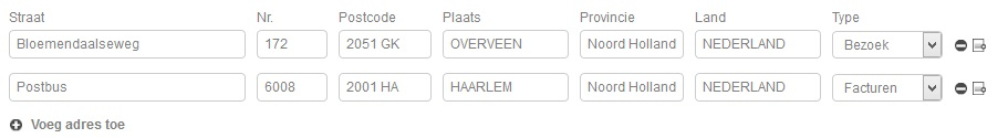 Organisatie adres